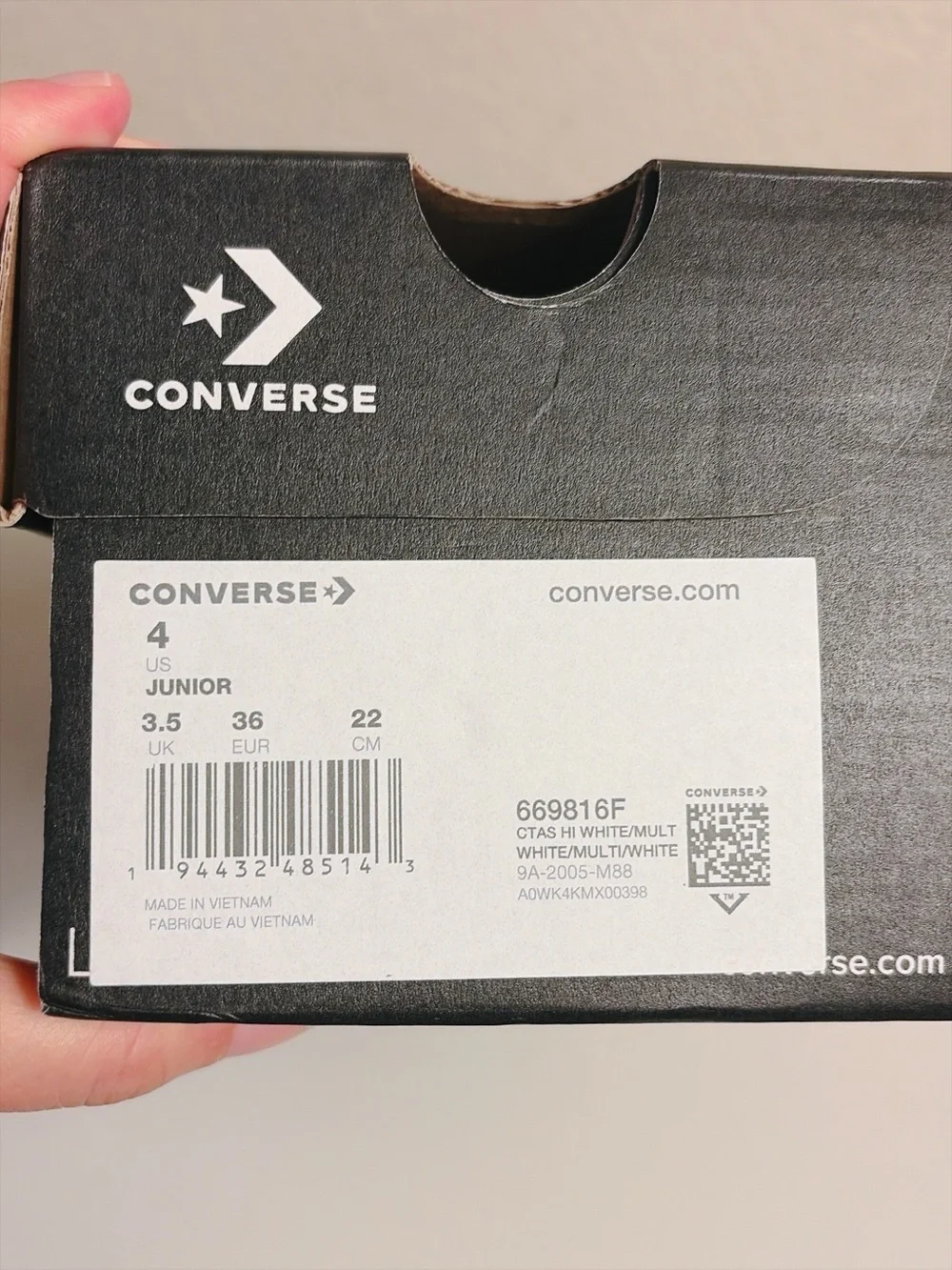 Converse Chuck Taylor All Star Unicorn High Top Junior Size 4 White Multi 669816